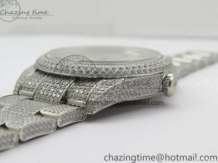 0224 Practical DateJust 41 126334 904 Full Paved Diamonds BP Maker Best Edition Silver Dial on Oyster Bracelet A 2542